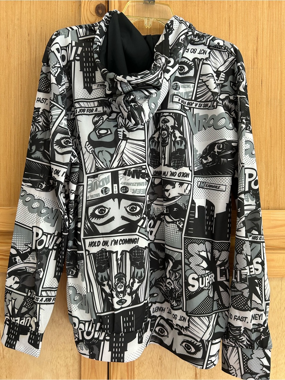New w/tags Oh Snap! Black & White Comic Print Hooded Jacket Sz M $62